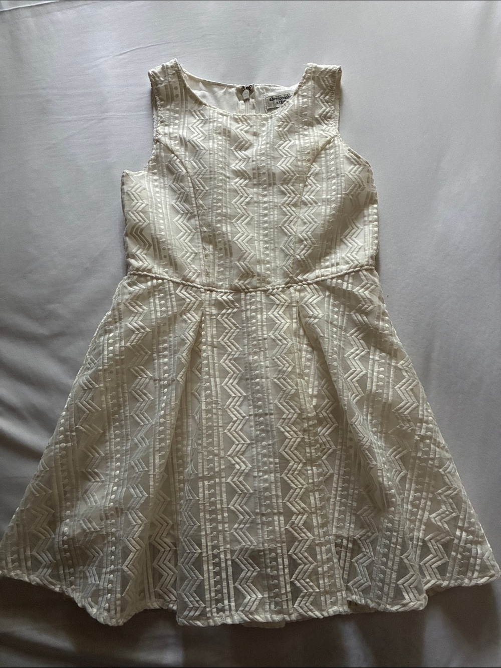 abercrombie kids Ivory Textured Lace Fit & Flare Dress